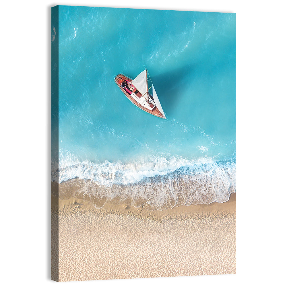 Aerial Beach & Yacht Wall Art