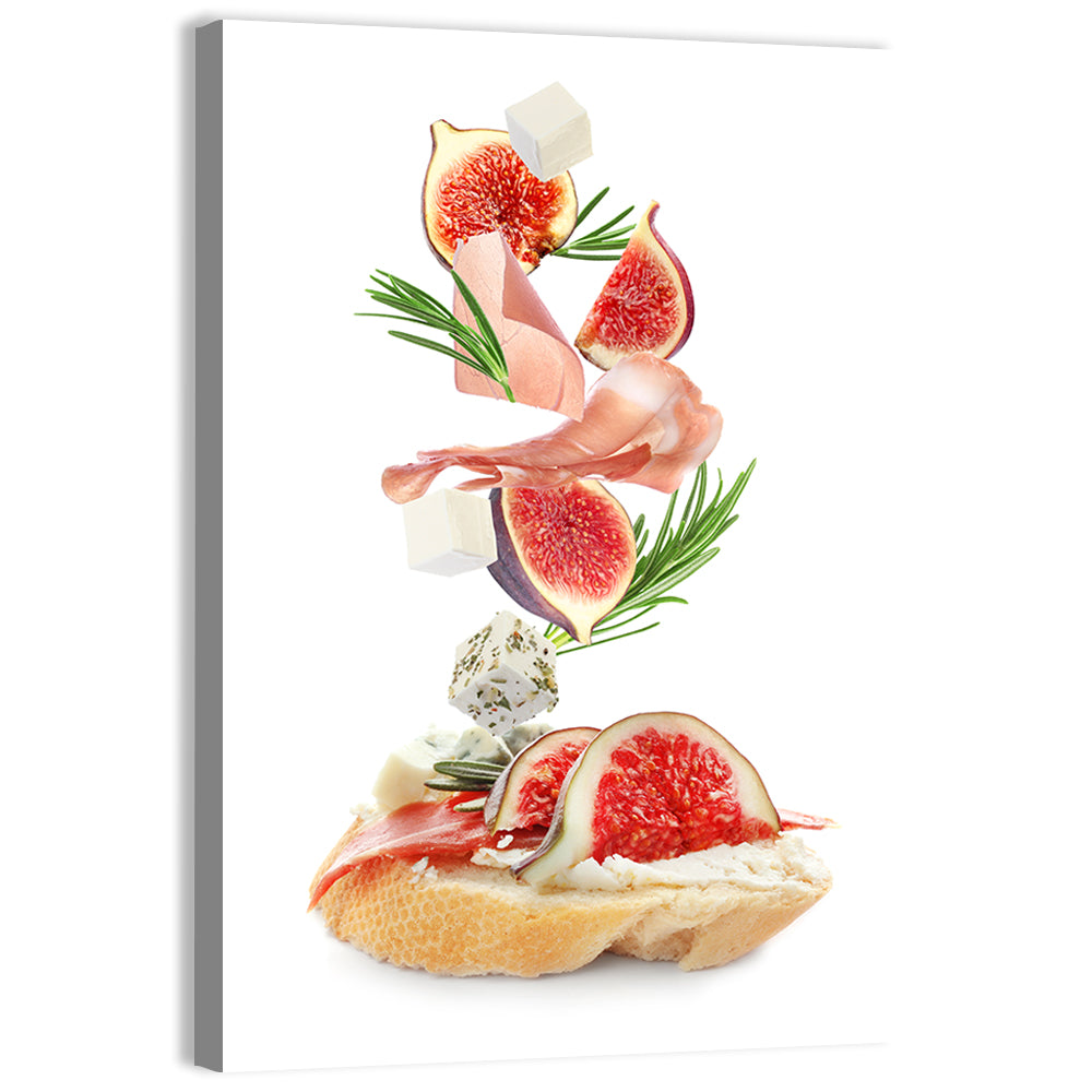 Bruschetta with Figs and Prosciutto Wall Art, canvas print, portrait