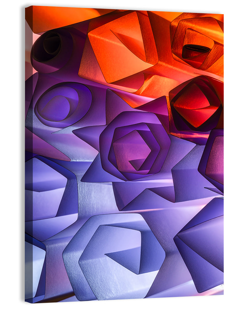 Geometric Paper Flowers Wall Art, canvas print, portrait