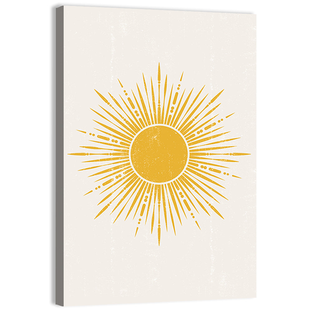 Golden Sunburst Boho Minimalist Wall Art