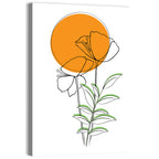 Orange Circle Floral Line Wall Art