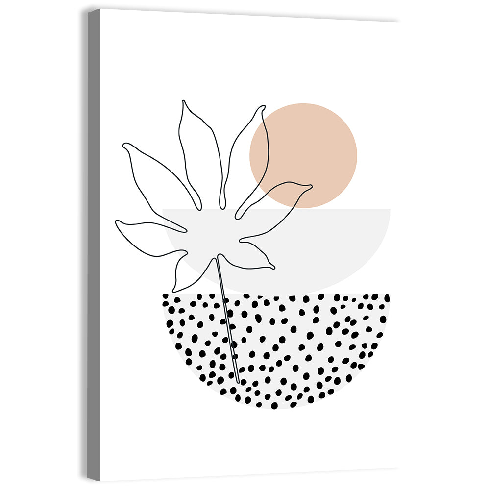 Vertical Bowls & Palm Leaf Illustration Wall Art