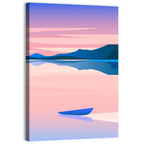 Geometric Lakeside at Dusk Wall Art