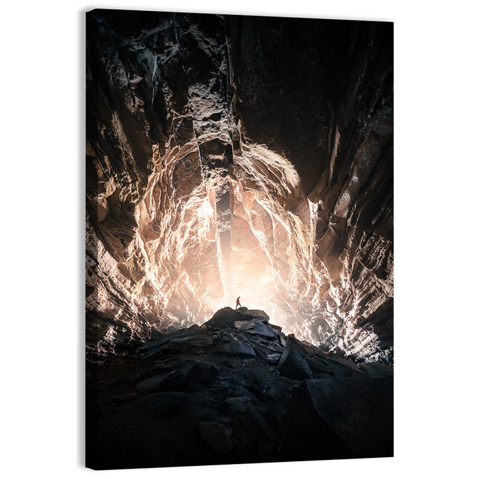 Secret Cave Silhouette Wall Art as a canvas print
