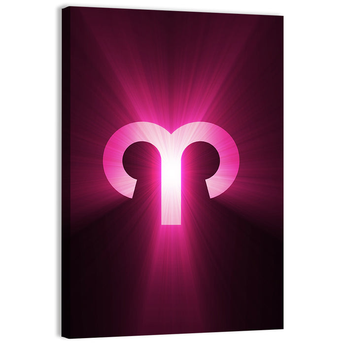 Radiant Aries Zodiac Emblem Wall Art as a canvas print