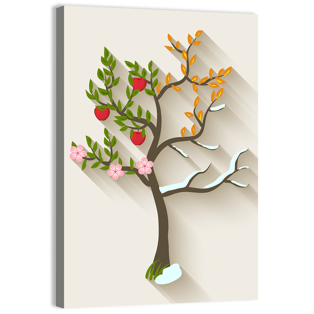 Four Seasons Tree Wall Art, canvas print, portrait