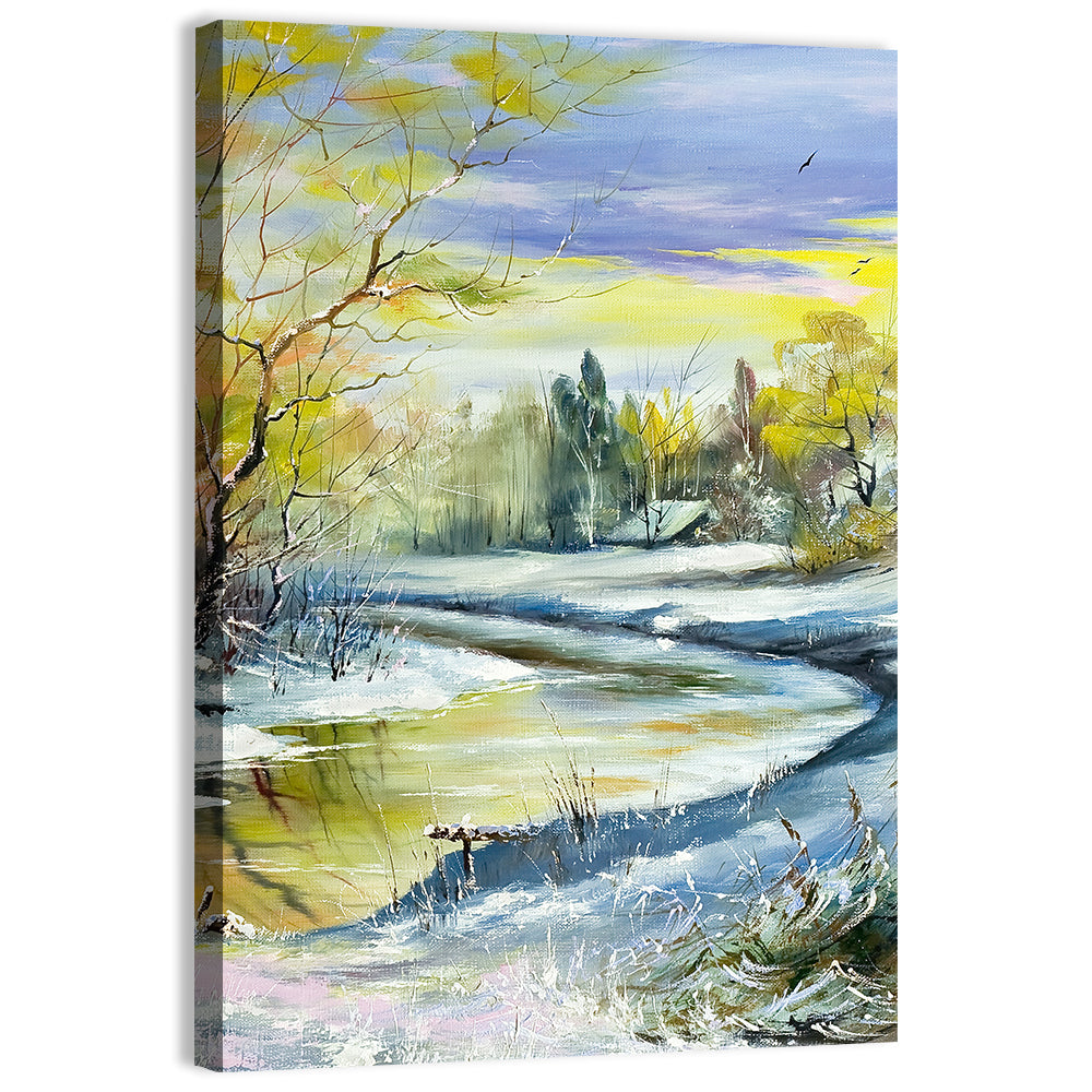 Winter River at Golden Hour Wall Art