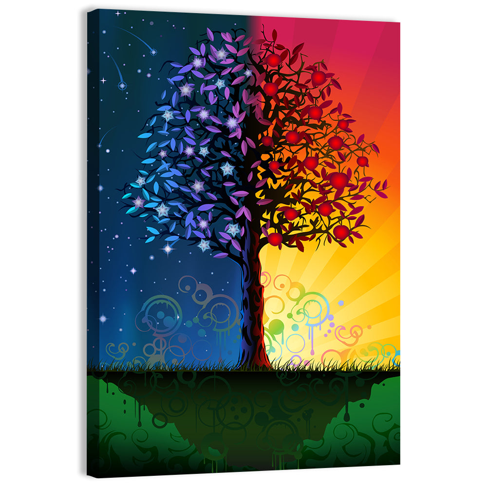Tree at Day & Night Wall Art - Canvas Piece