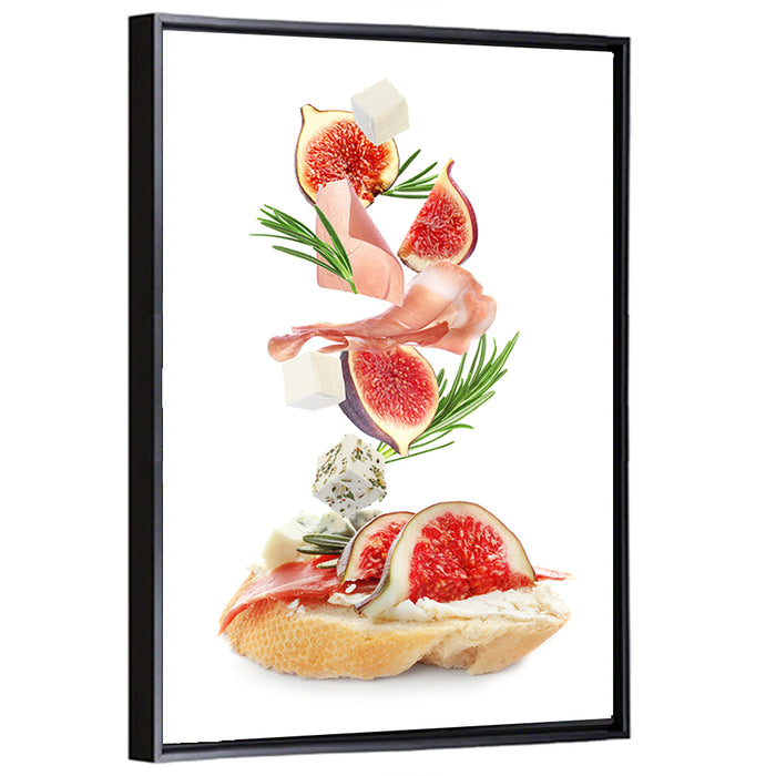 Bruschetta with Figs and Prosciutto Wall Art as a framed canvas