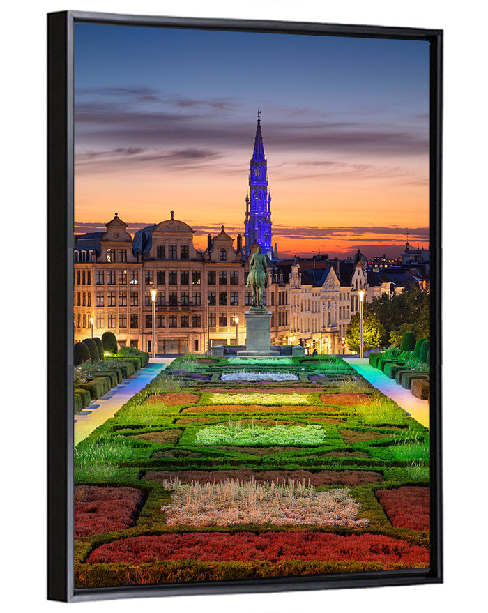 Mont Des Arts, Brussels at Dusk Wall Art as a framed canvas