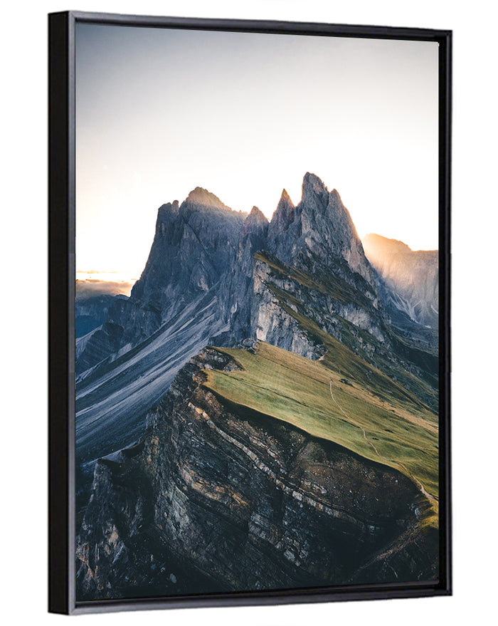 Seceda Ridge, Dolomites Wall Art as a framed canvas