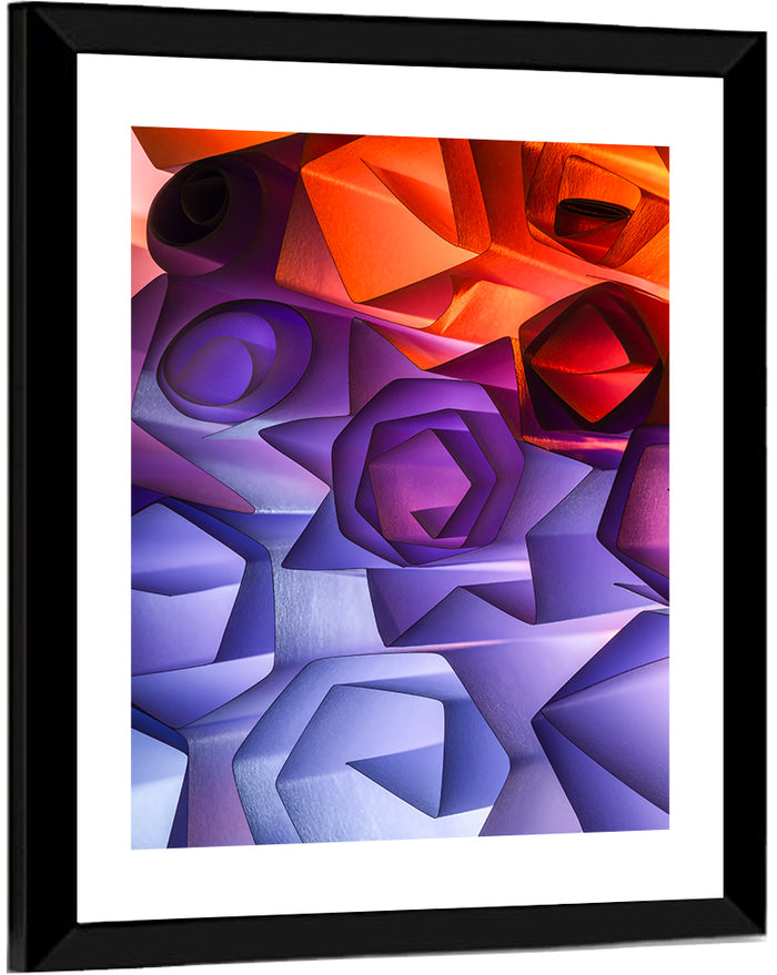 Geometric Paper Flowers Wall Art as a framed print