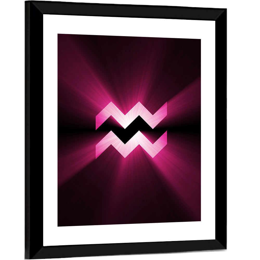 Magenta Aquarius Symbol Wall Art
