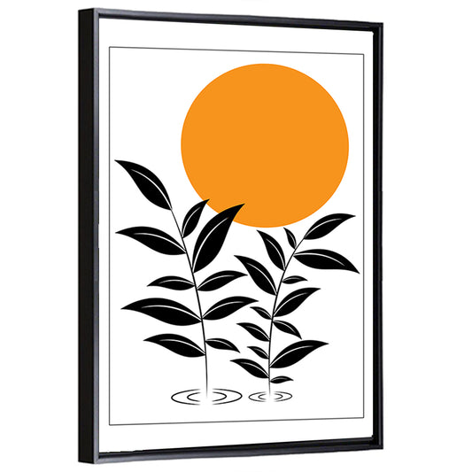 Sun & Leaves Illustration Wall Art