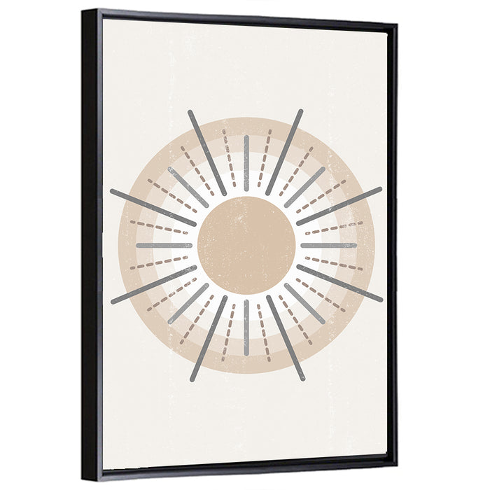 Textured Boho Sunburst Wall Art as a framed canvas