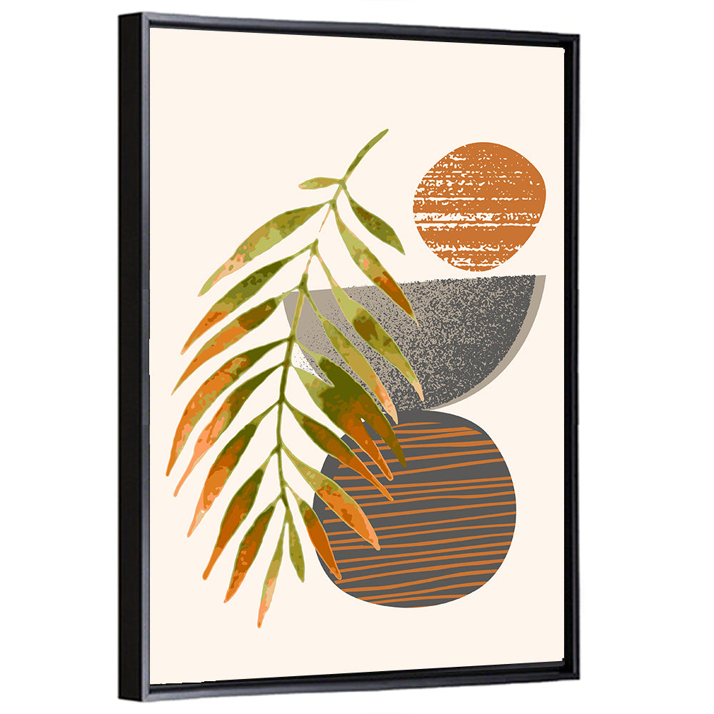 Palm Leaf Over Geometric Circles Wall Art