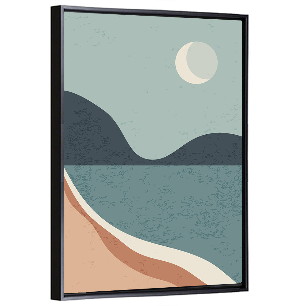 Crescent Moon Mountain Lake Wall Art