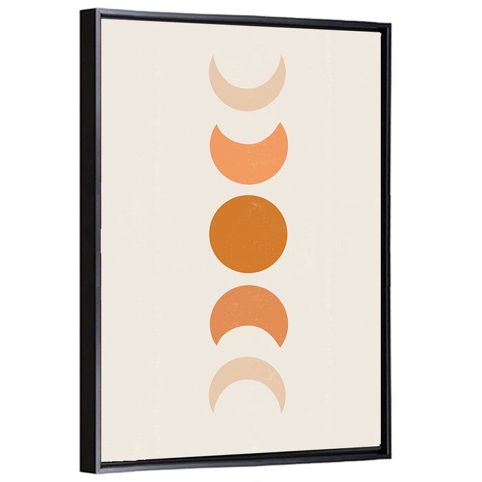Textured Moon Phases Wall Art as a framed canvas