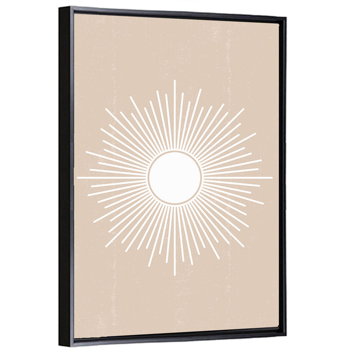 Beige Sunburst Abstract Wall Art as a framed canvas