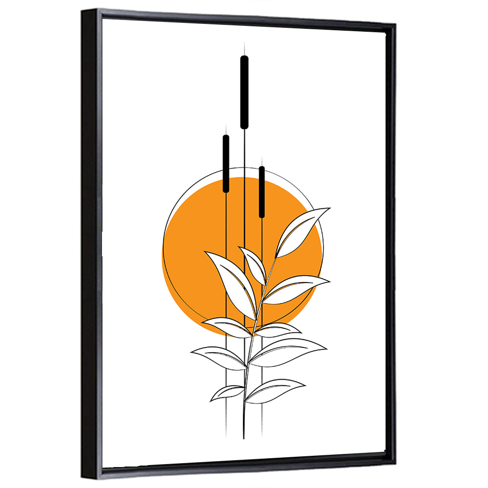 Cattails and Sun Illustration Wall Art