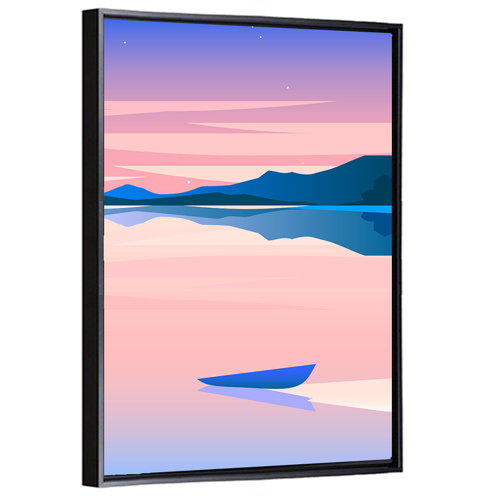 Geometric Lakeside at Dusk Wall Art