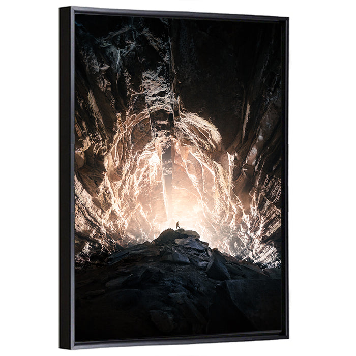 Secret Cave Silhouette Wall Art as a framed canvas