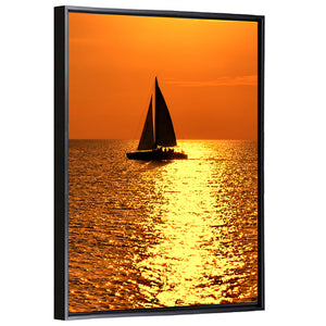 Yacht At Sunset Wall Art