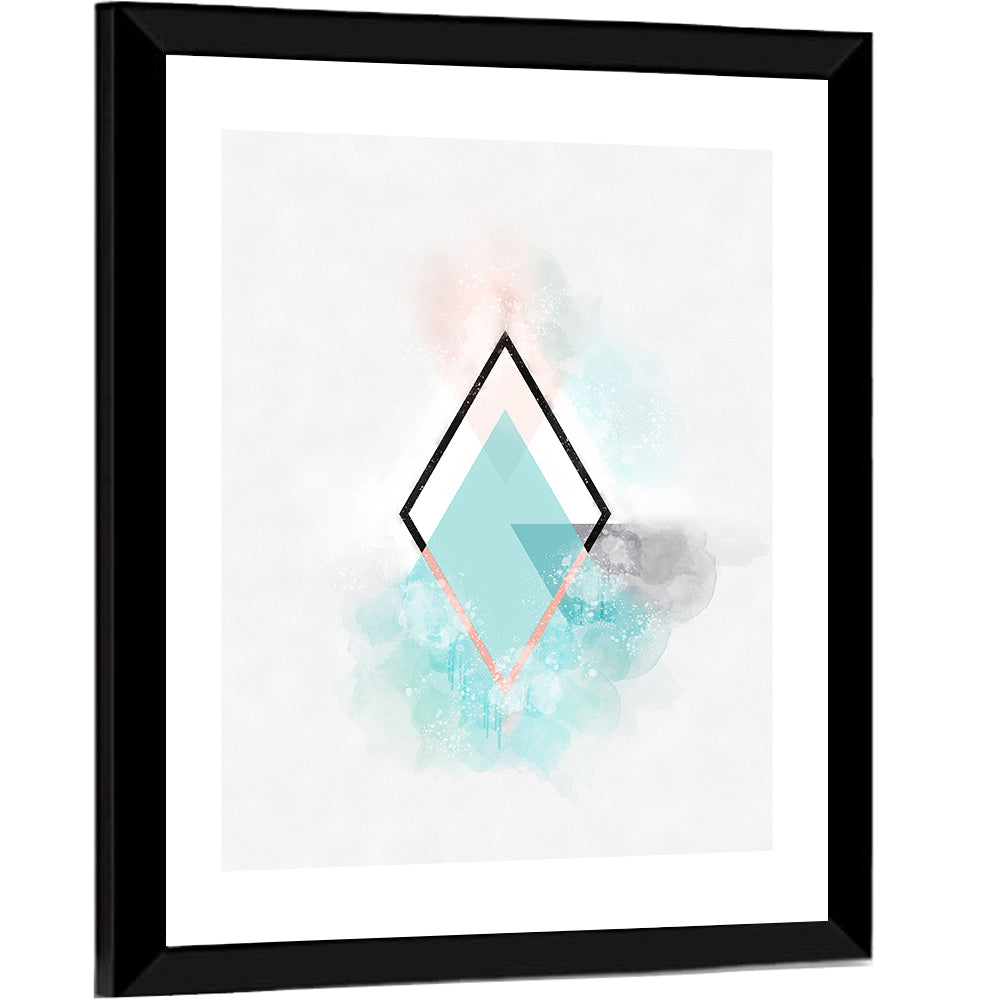 Teal Diamond Minimalist Geometry Wall Art