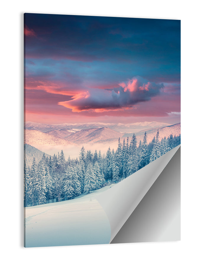 Cabin at Winter Sunrise Wall Art as a poster print
