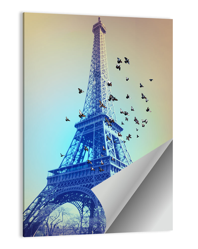 Retro Eiffel Tower Illustration Wall Art
