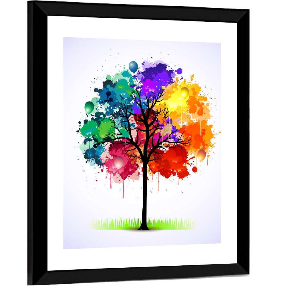 Watercolor Splash Tree Wall Art