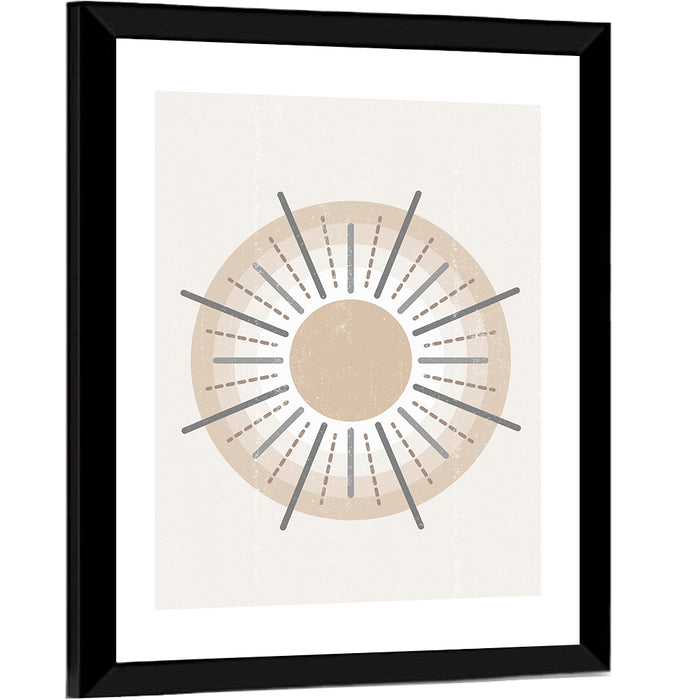 Textured Boho Sunburst Wall Art as a framed print