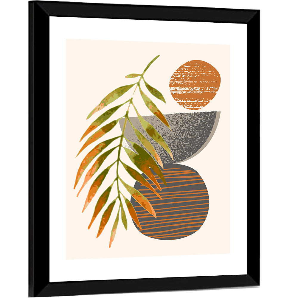 Palm Leaf Over Geometric Circles Wall Art
