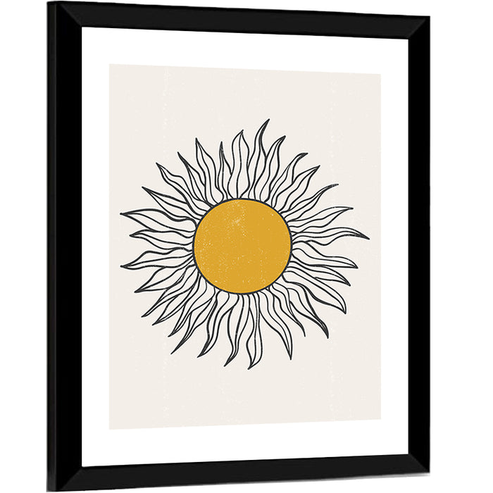 Textured Boho Sun Wall Art as a framed print