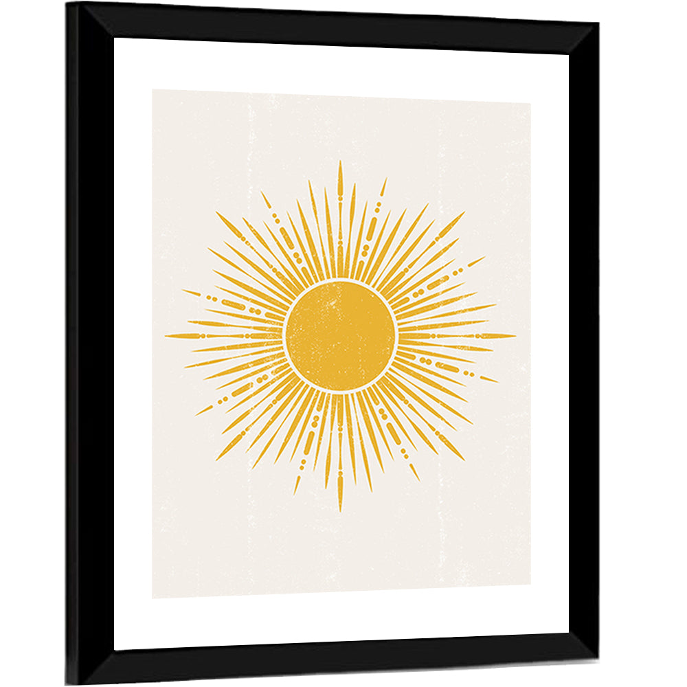 Golden Sunburst Boho Minimalist Wall Art