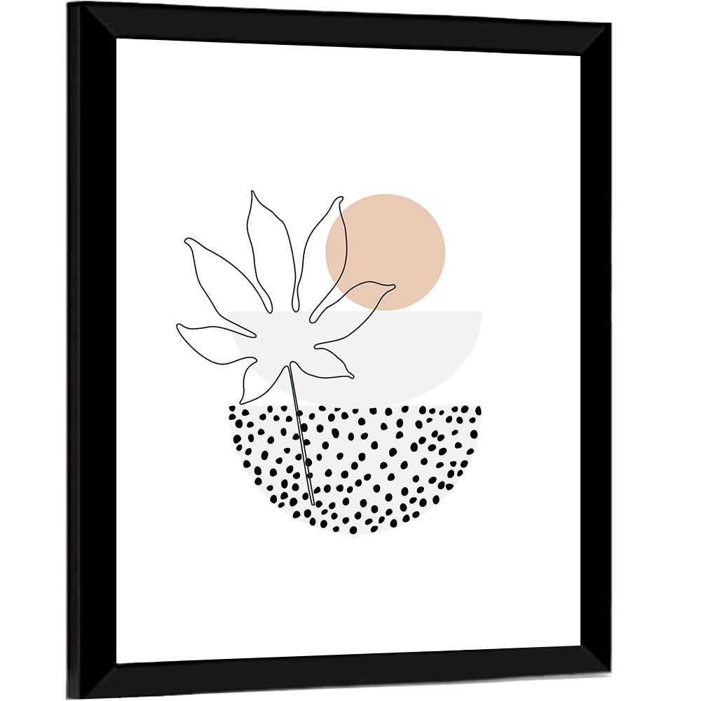 Vertical Bowls & Palm Leaf Illustration Wall Art