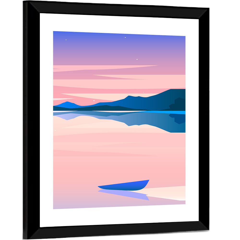 Geometric Lakeside at Dusk Wall Art