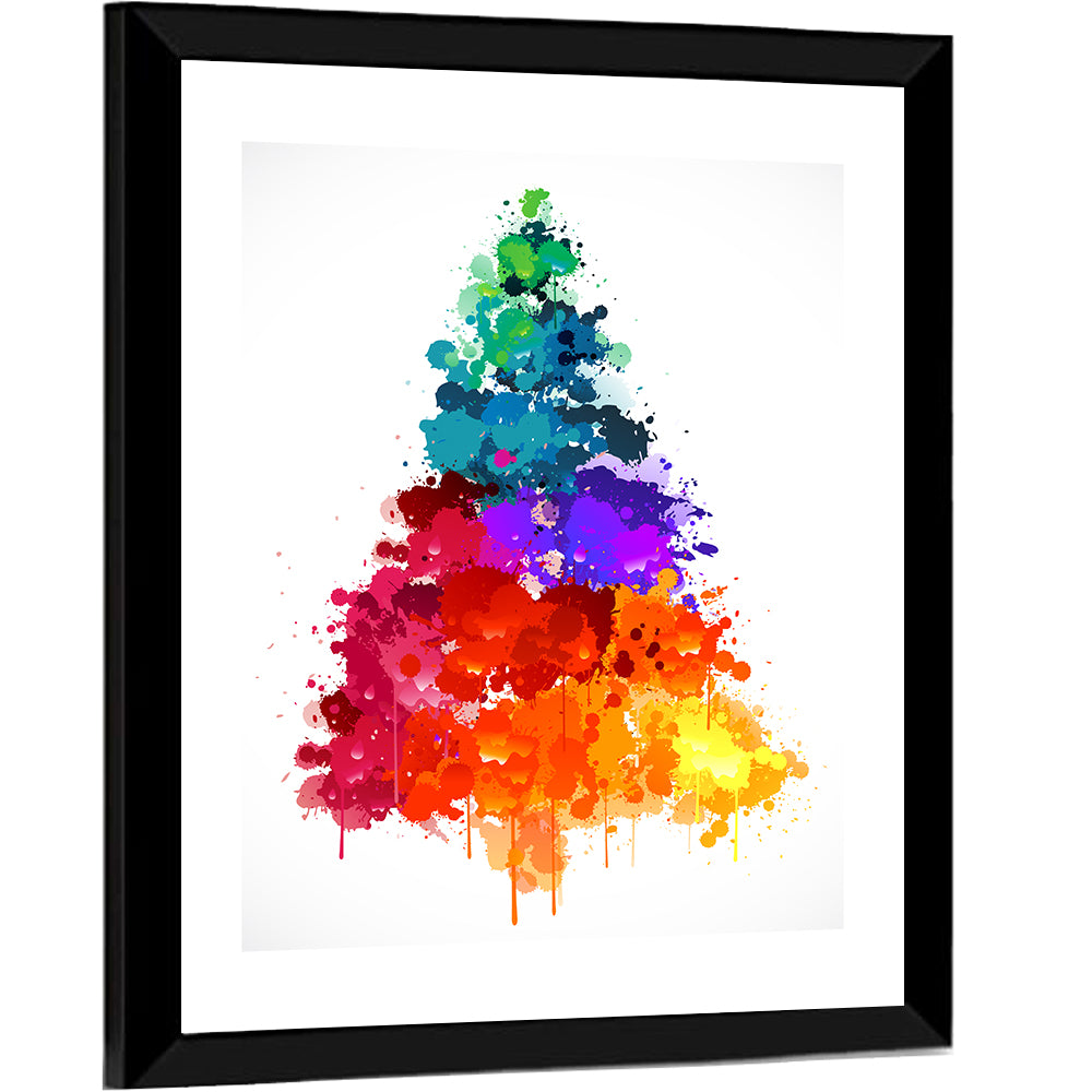 Watercolor Rainbow Christmas Tree Wall Art