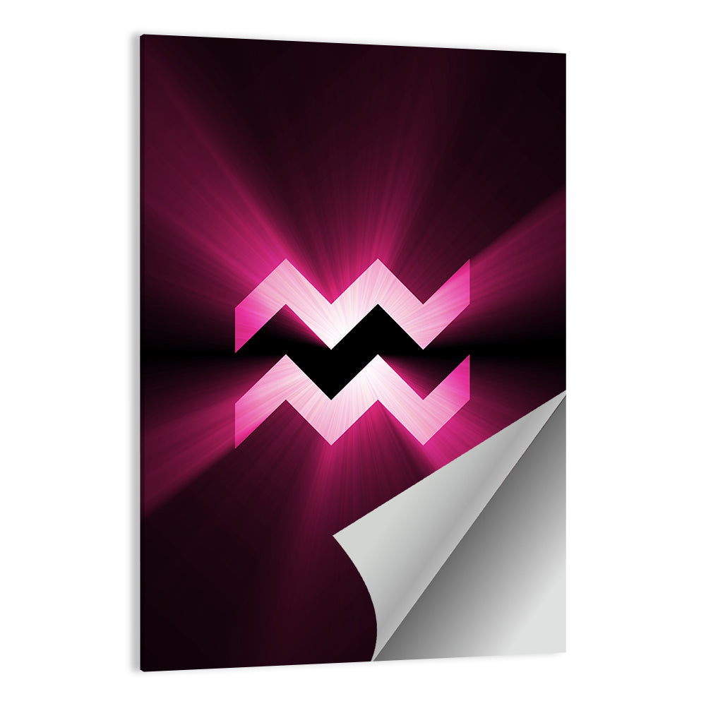 Magenta Aquarius Symbol Wall Art