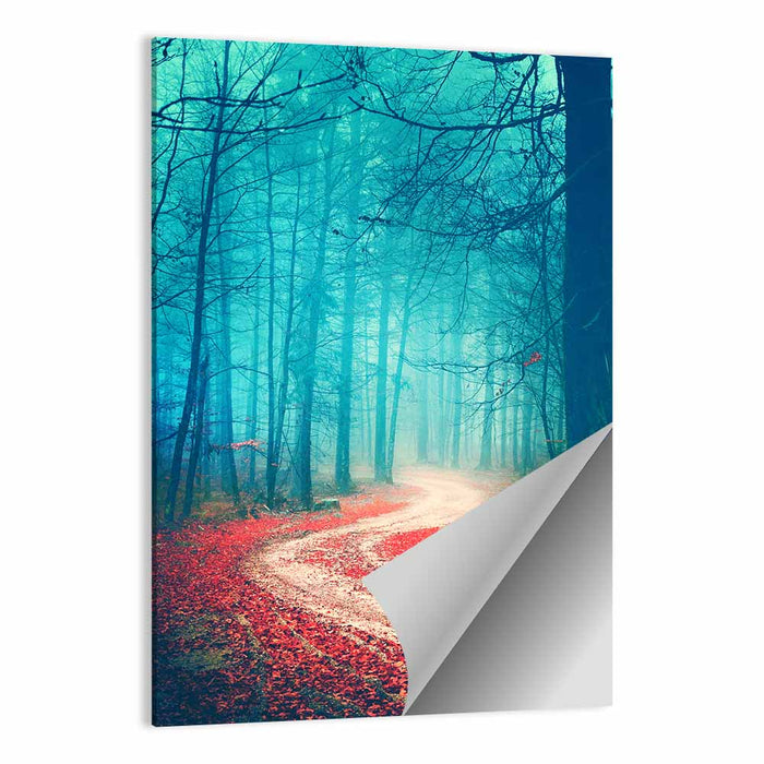 Misty Vintage Forest Road Wall Art as a poster print