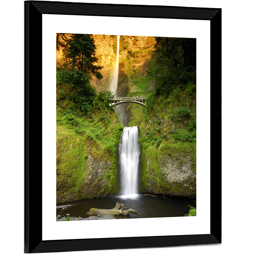 Multnomah Falls at Golden Hour Wall Art