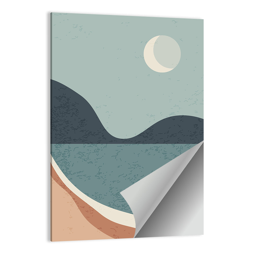 Crescent Moon Mountain Lake Wall Art