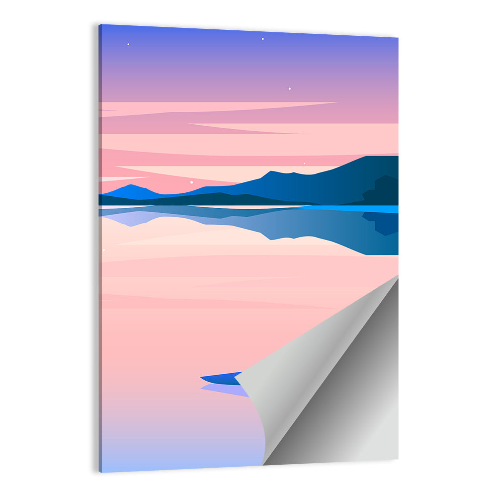 Geometric Lakeside at Dusk Wall Art