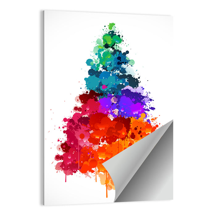 Watercolor Rainbow Christmas Tree Wall Art as a poster print