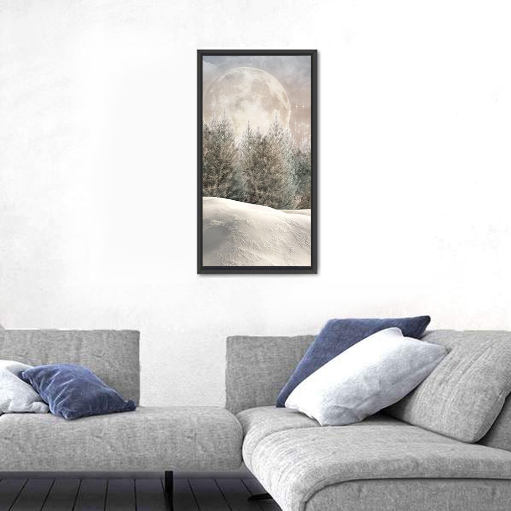 Enchanted Winter Forest Wall Art in a room, portrait