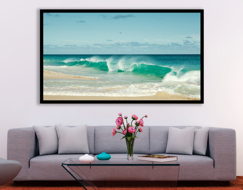 Turquoise Wave on Sandy Beach Wall Art