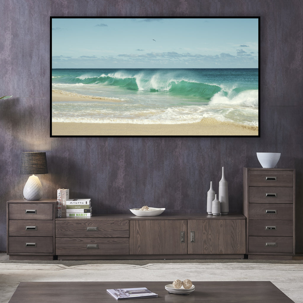 Turquoise Wave on Sandy Beach Wall Art