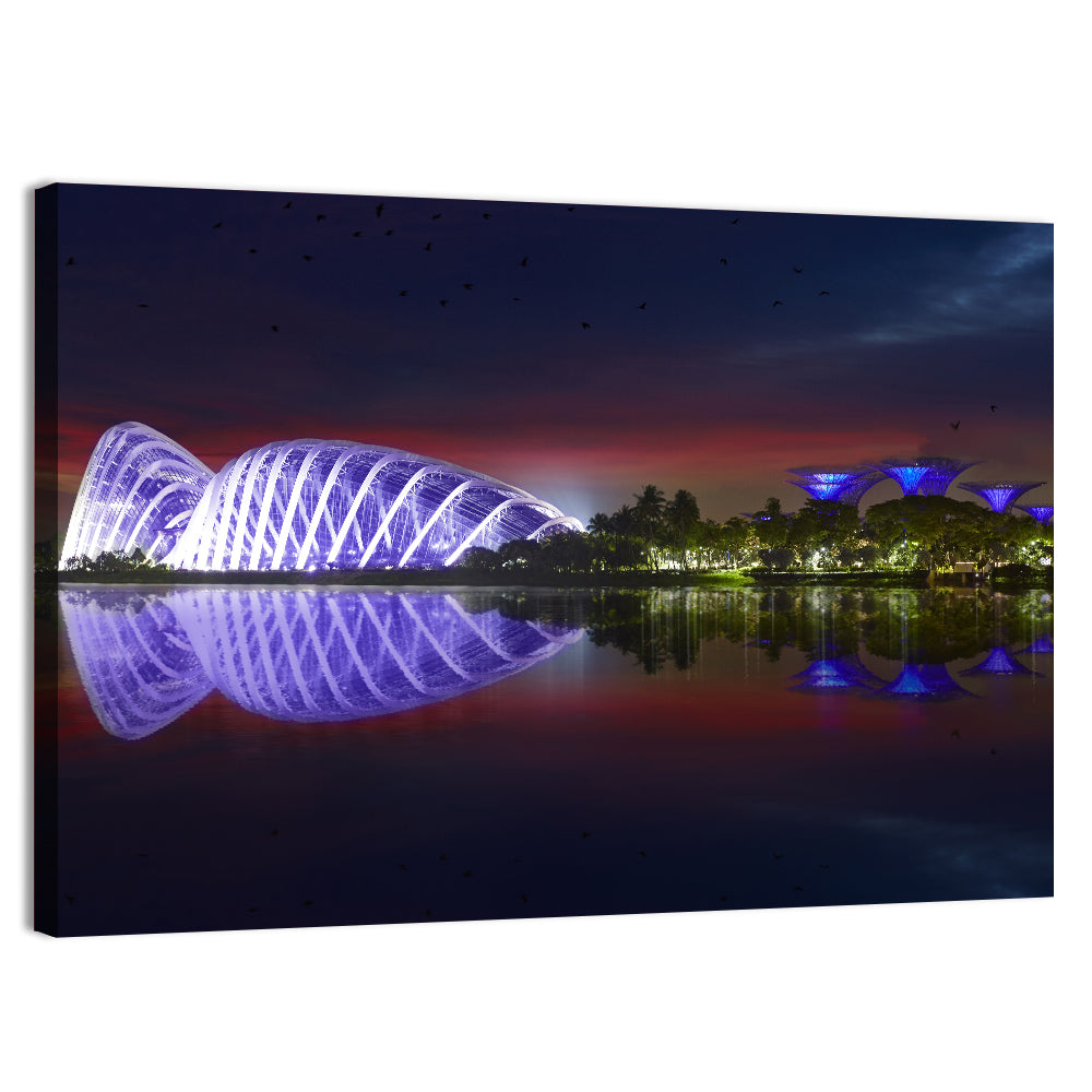Gardens by the Bay Night Reflection Wall Art