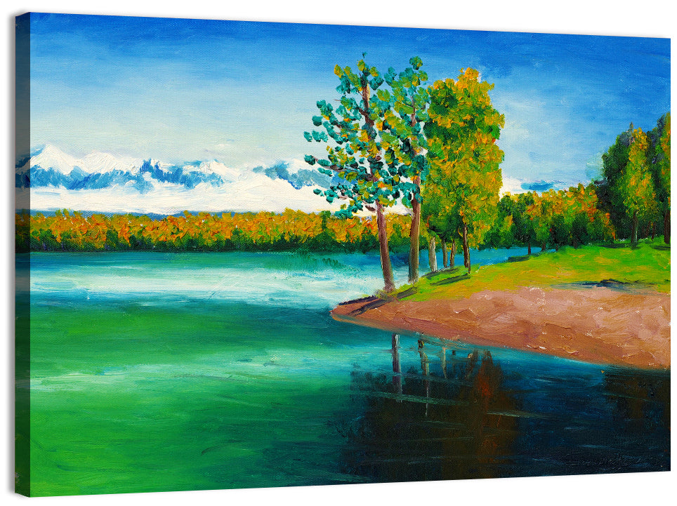 Autumn Lake Reflection Wall Art, canvas print, landscape