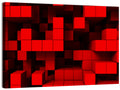 Crimson Cubes Geometric Pattern Wall Art